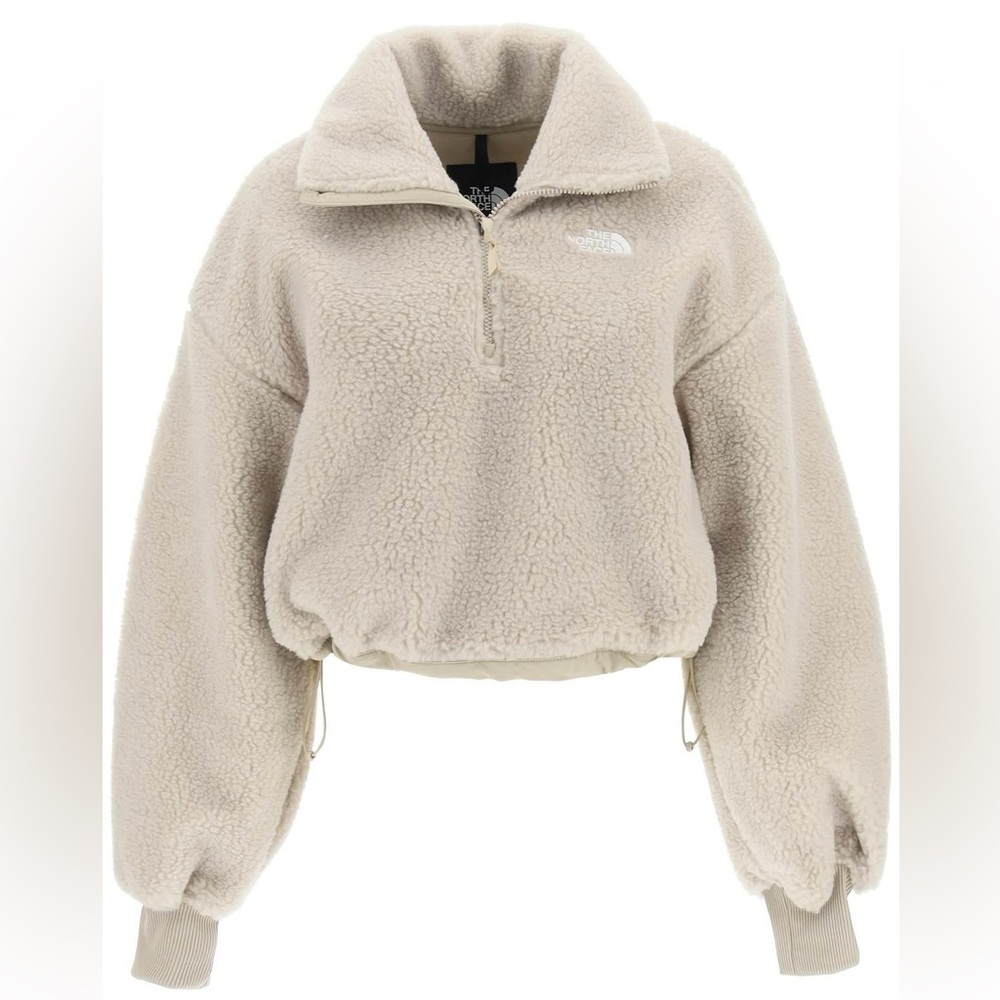 The North Face Platte Sherpa 1/4 Zip Cropped Fleece in Beige